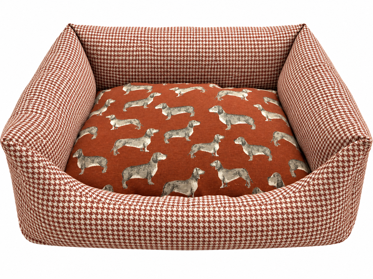 Cuccia imbottita per cani – fantasia Bassotto