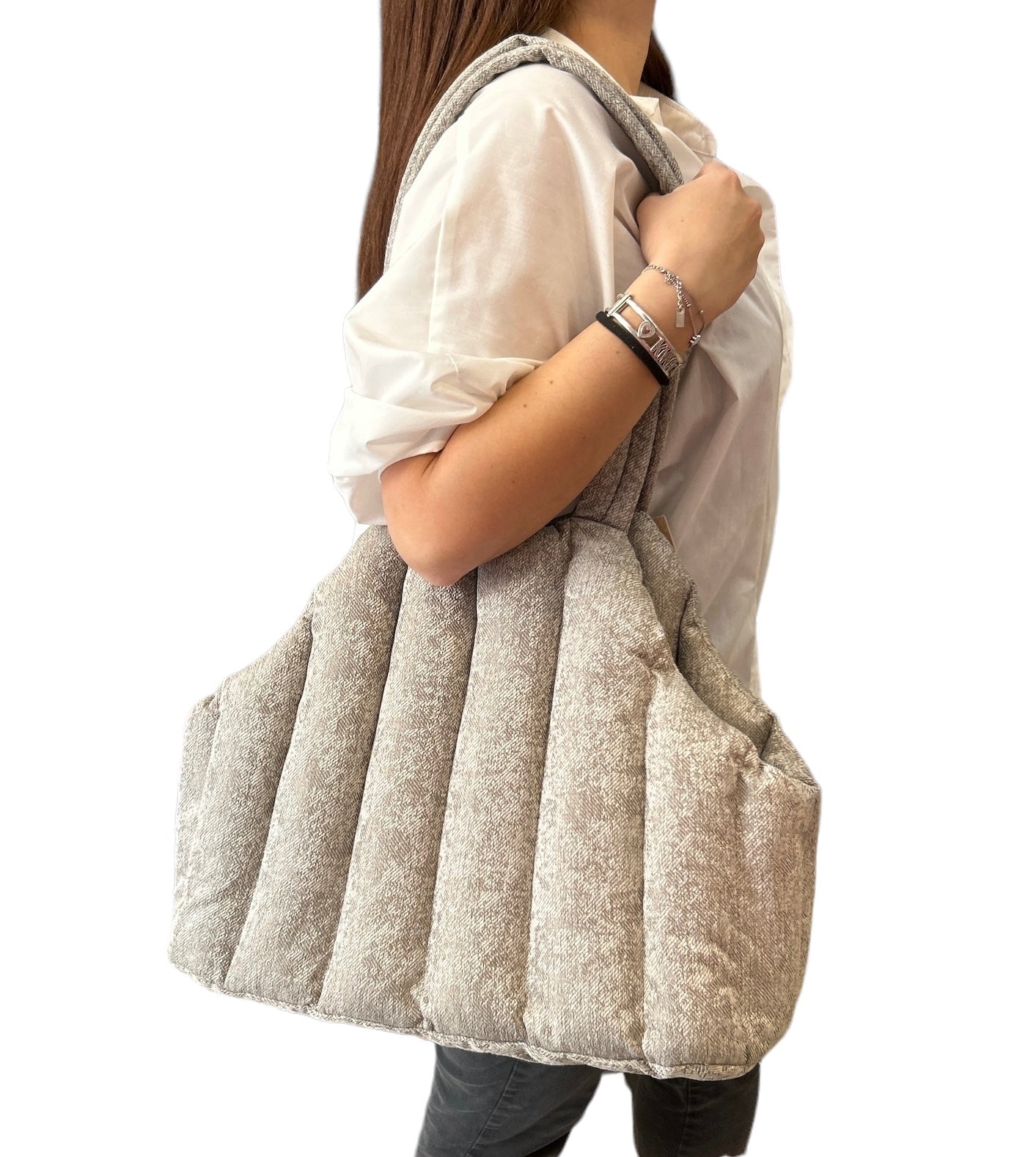 BORSA TRASPORTINO GILIAN GRIGIO CHIARO