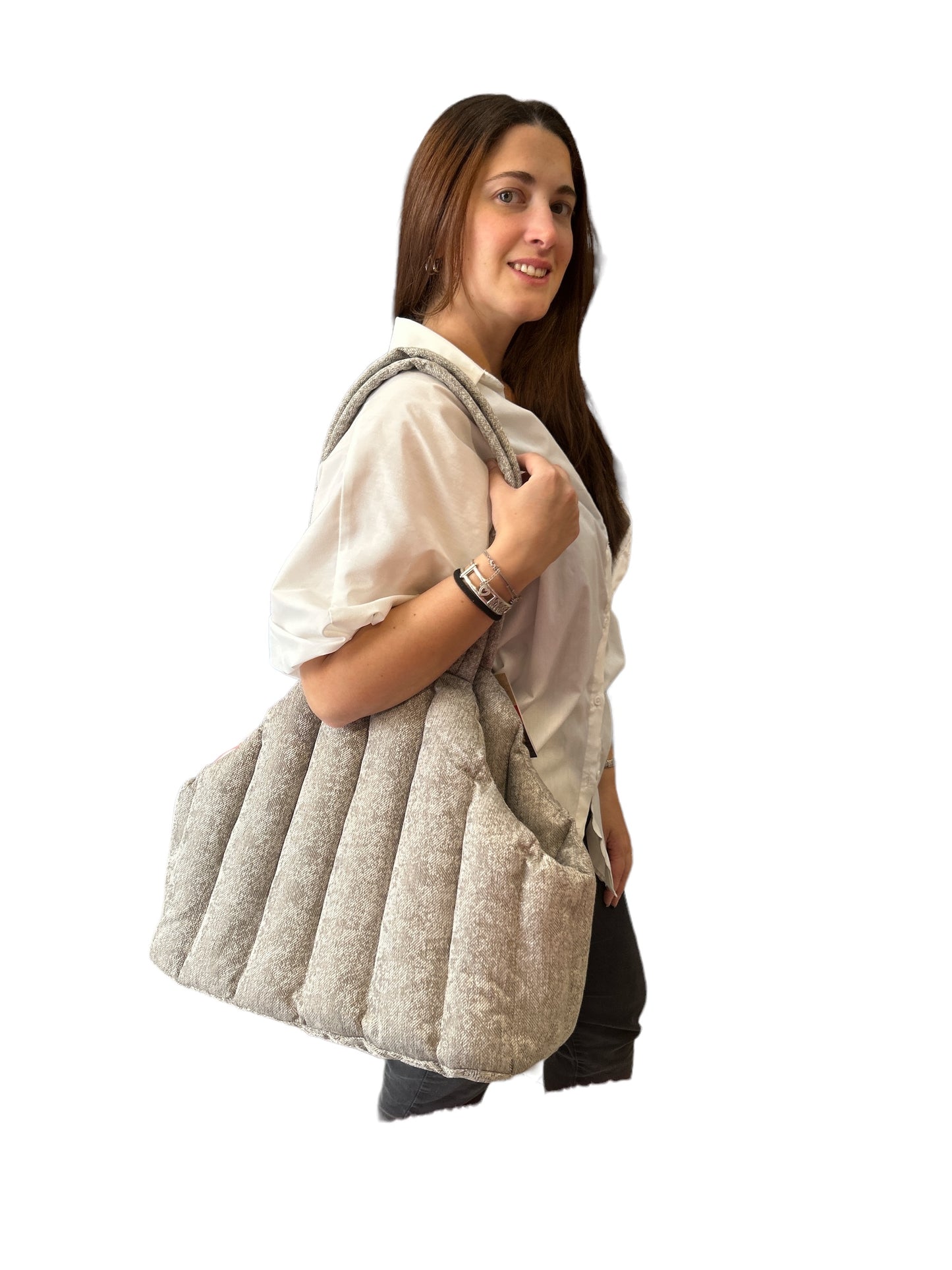BORSA TRASPORTINO GILIAN GRIGIO CHIARO
