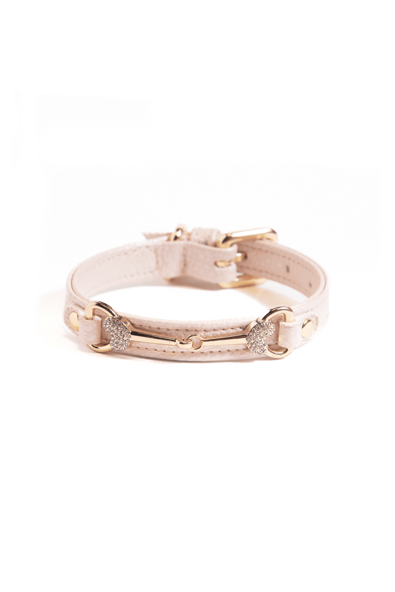 Collare Vanity perlato con morsetto cuori oro