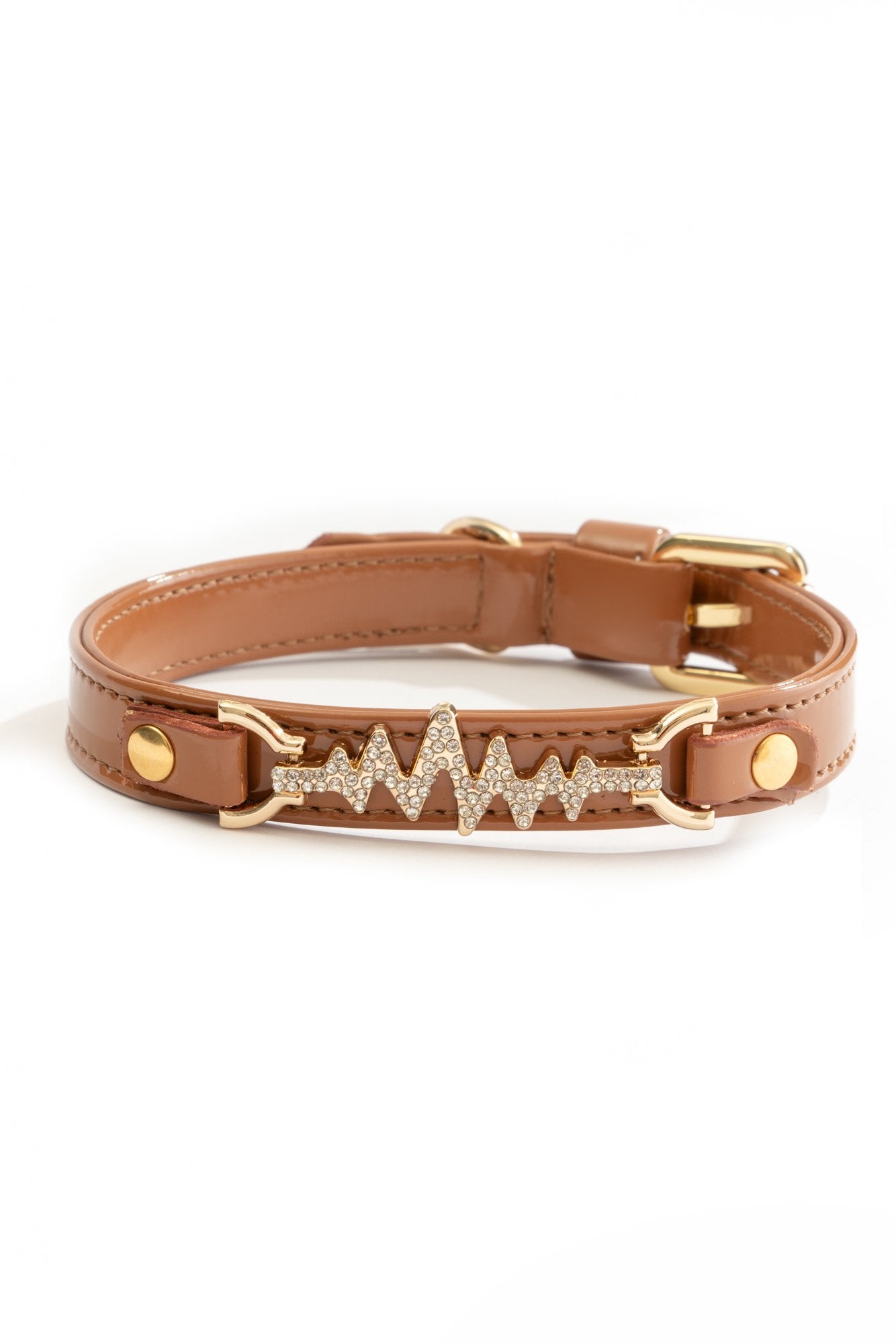COLLARE LUXE IN VERNICE CAMMELLO CON GIOIELLO