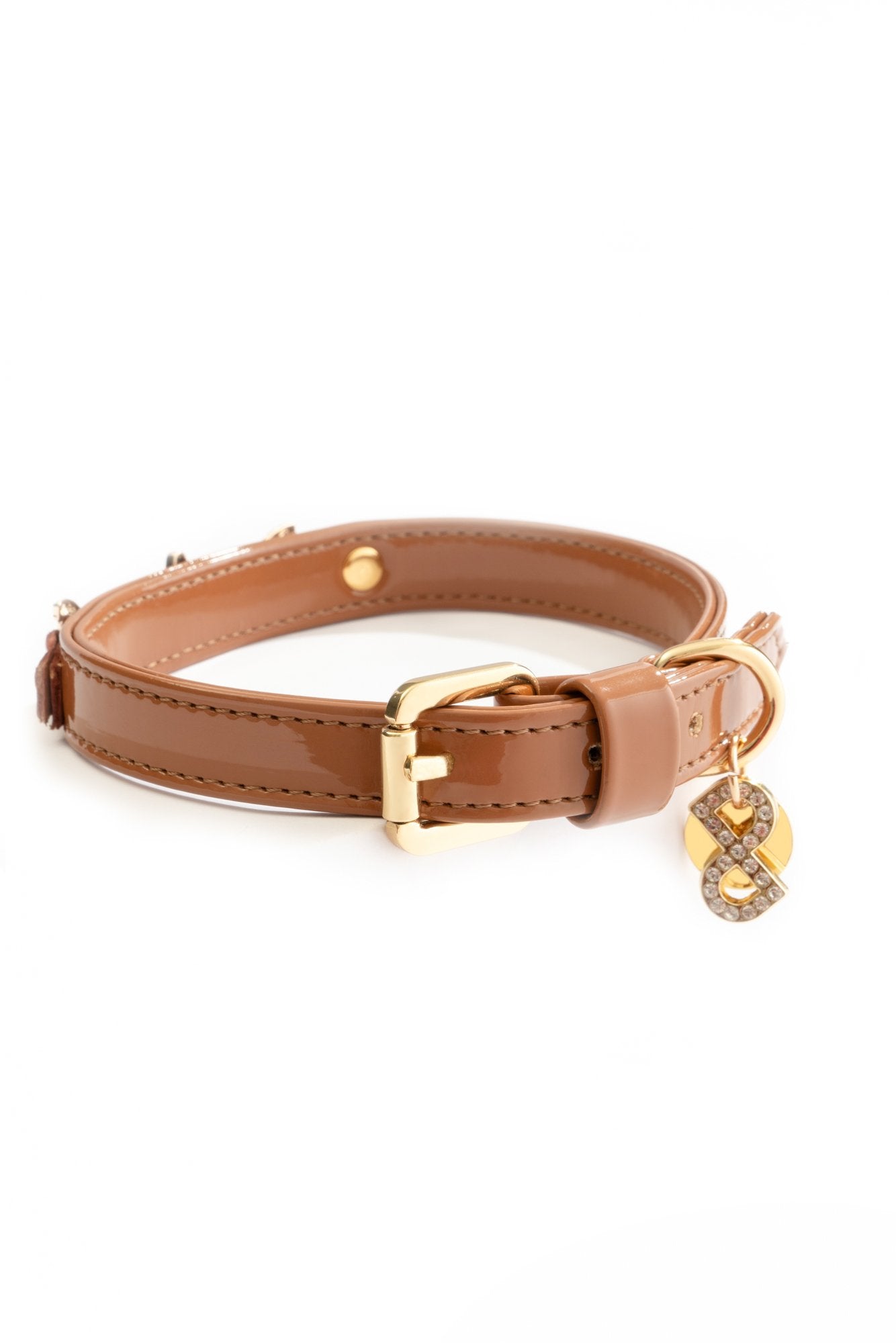 COLLARE LUXE IN VERNICE CAMMELLO CON GIOIELLO