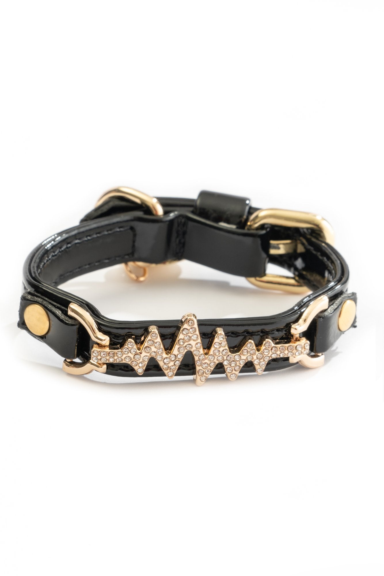 COLLARE LUXE IN VERNICE NERA CON GIOIELLO