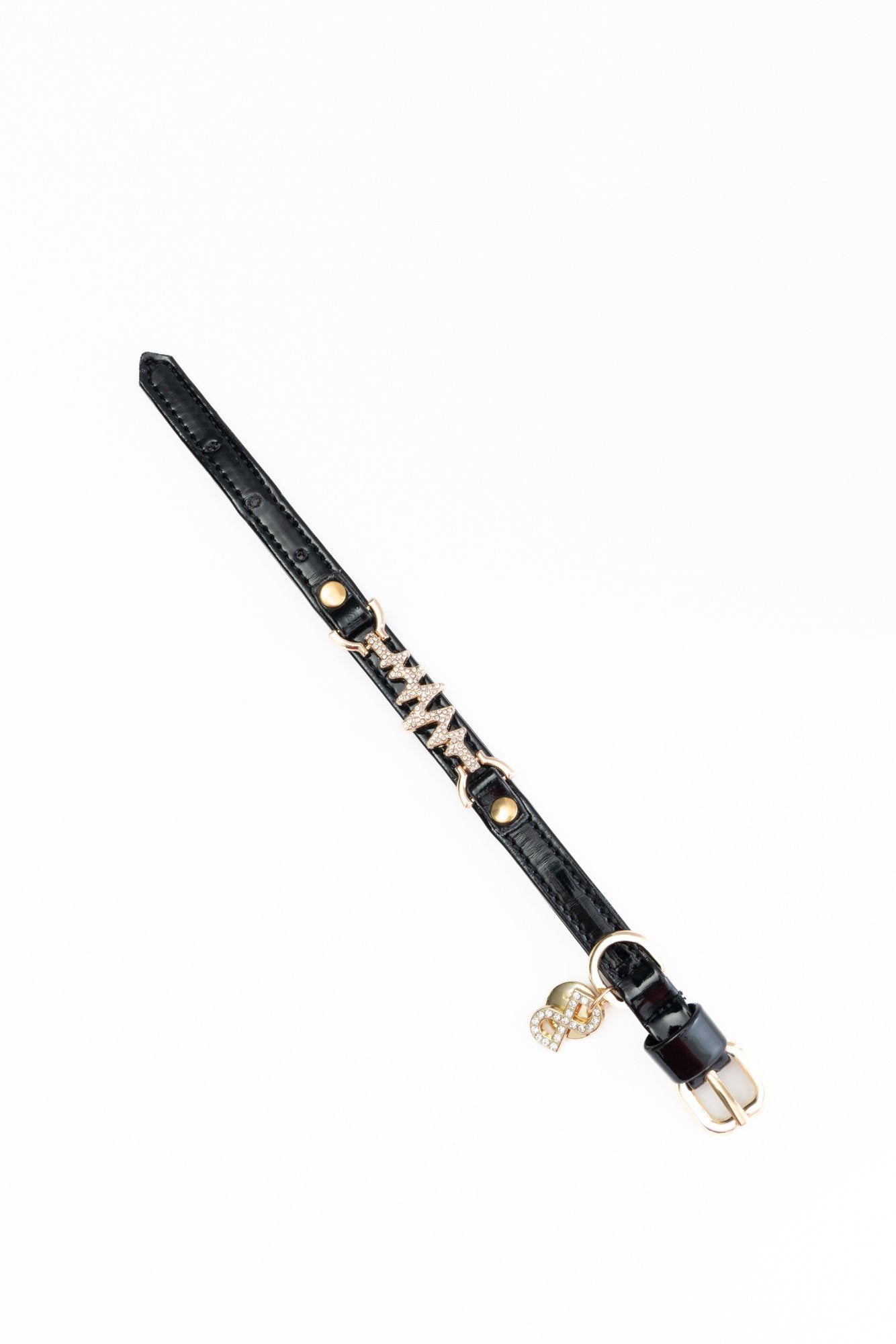 COLLARE LUXE IN VERNICE NERA CON GIOIELLO