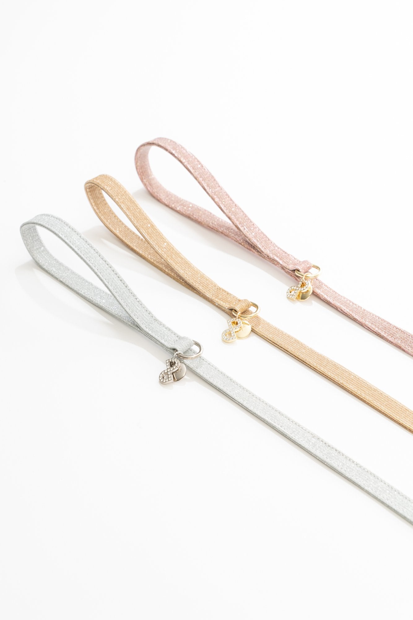 GUINZAGLIO PER CANI IN LUREX PIATTO ROSA