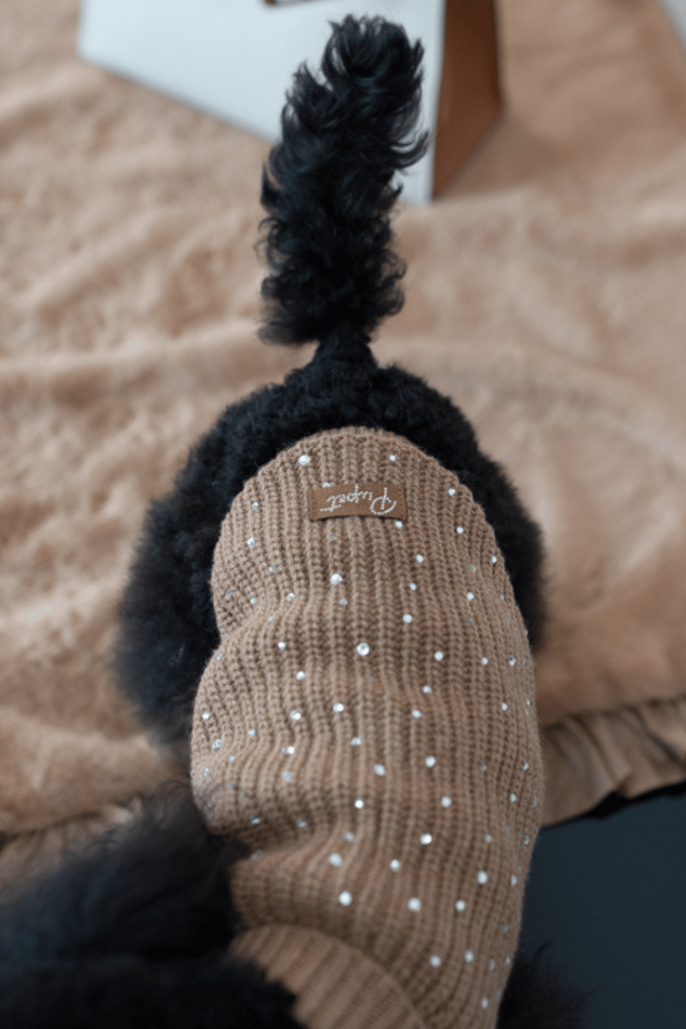 Maglioncino Strass Brillantini Marrone