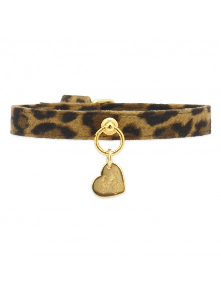 PLAIN COLLAR LEOPARD CAMEL ALCANTARA/GOLD