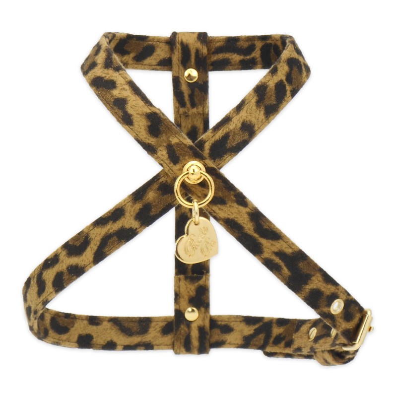 SIMPLE LEOPARD HARNESS ALCANTARA/GOLD