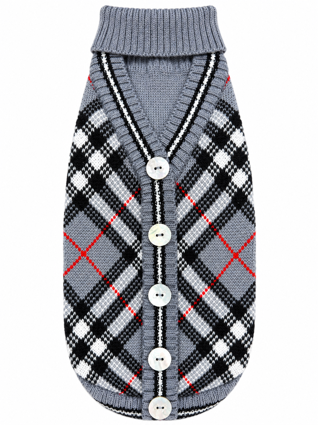 Cardigan Tartan Grigio