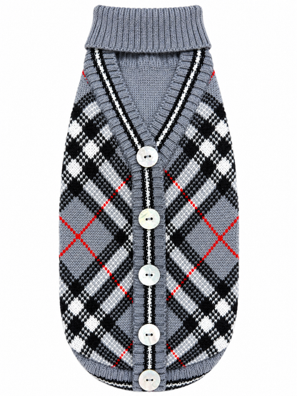Cardigan Tartan Grigio