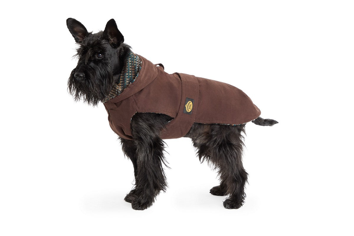 Cappotto impermeabile foderato in pannetto di lana con cappuccio