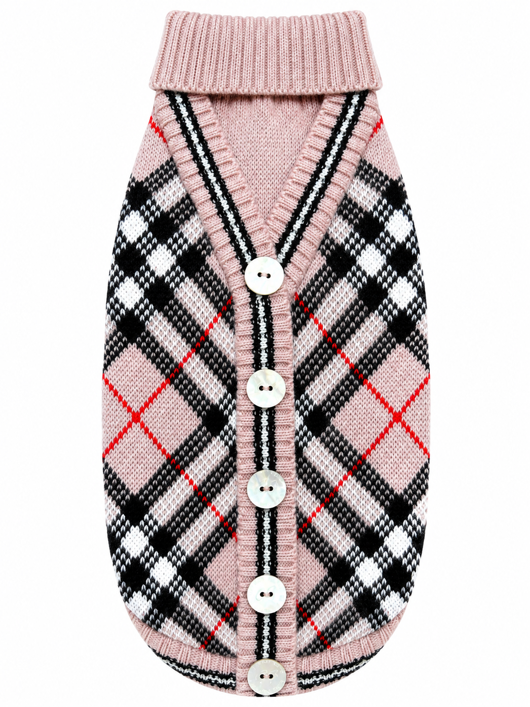 Cardigan Tartan Rosa Antico