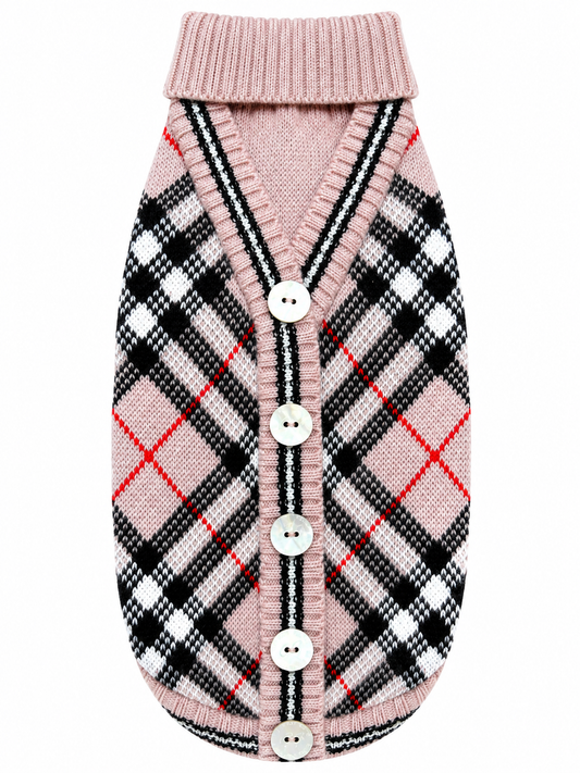 Cardigan Tartan Rosa Antico (008)