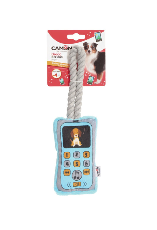 Gioco per cani - telefono cellulare in peluche con corda e squeaker