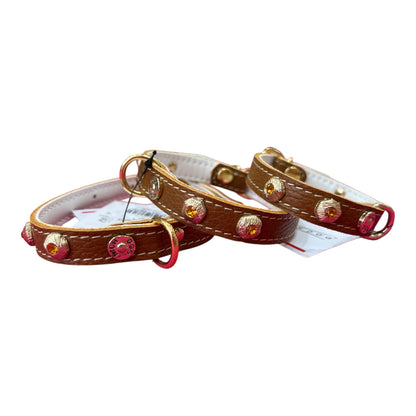 Collare Strass Cuoio