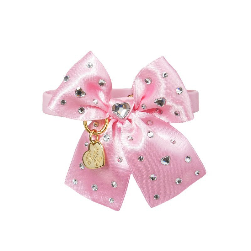 CHIC BOW COLLAR PINK ECOLEATHER/GOLD