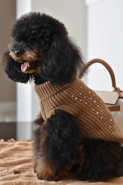 Maglioncino Strass Brillantini Marrone