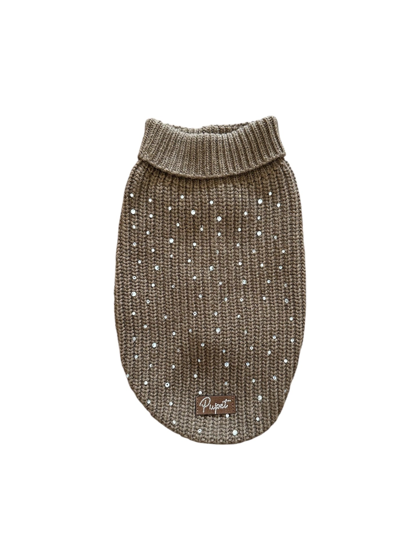 Maglioncino Strass Brillantini Marrone