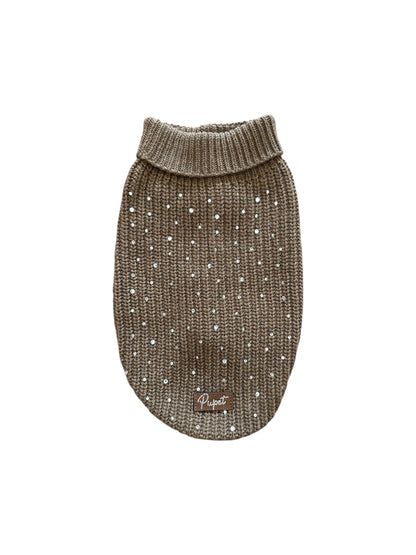 Maglioncino Strass Brillantini Marrone