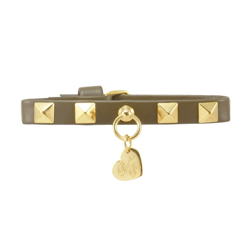 STUDS COLLAR MILITARY ECOLEATHER/GOLD